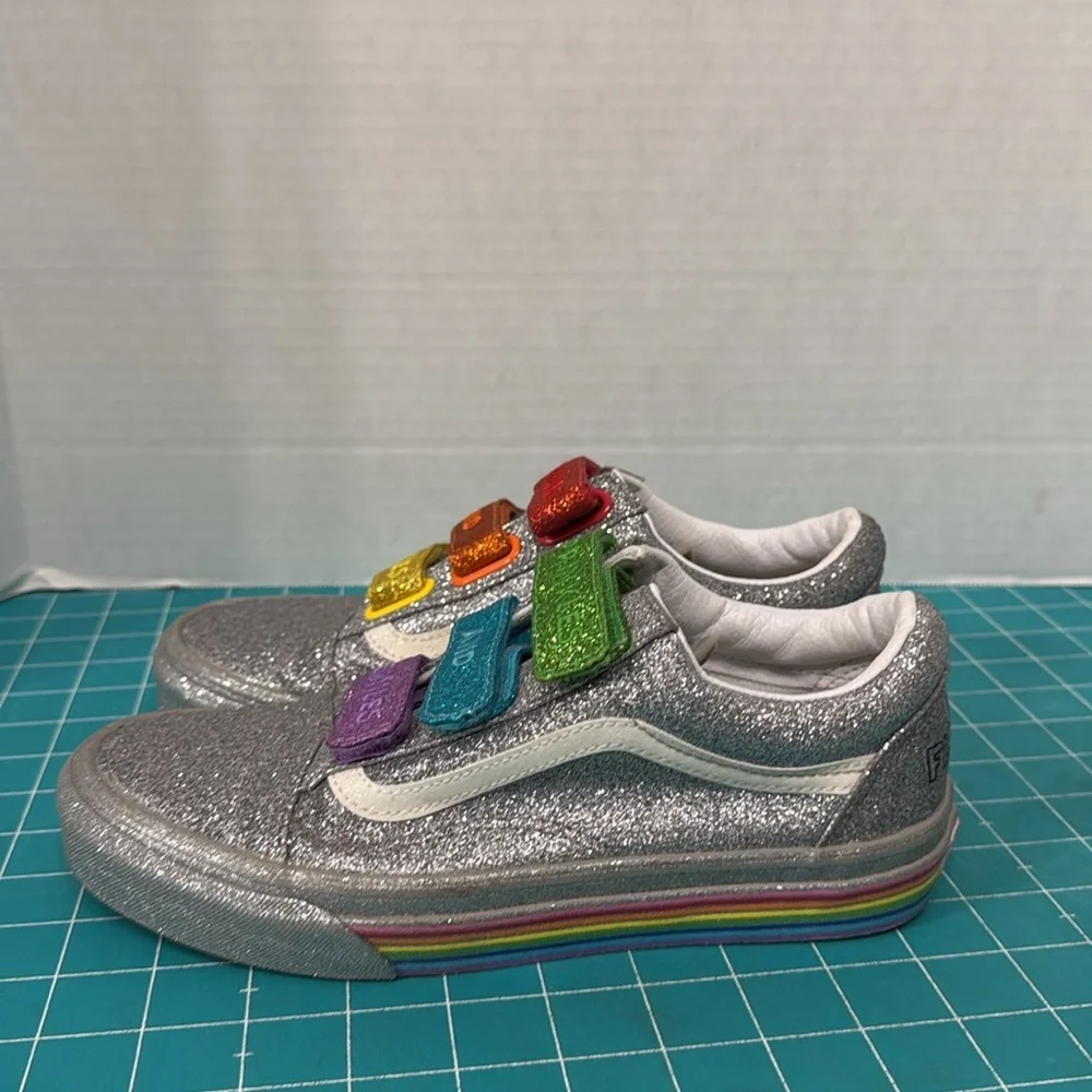 Vans x Flour Shop by Amirah Kassem  Rainbow Glitter Old Skool Skate Shoe 7.5 - Picture 5 of 16